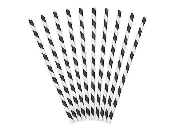 Black Striped Paper Straws - A Little Confetti