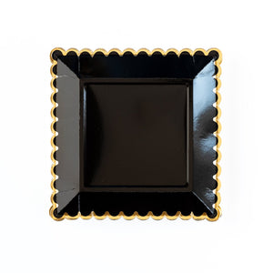Black Scalloped Plates with Gold Trim A Little Confetti