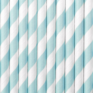 Light Blue Striped Paper Straws
