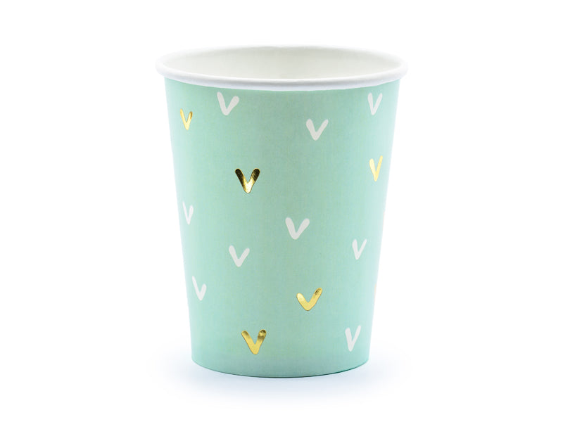 Cactus Party Cups, light green with white and gold foil details