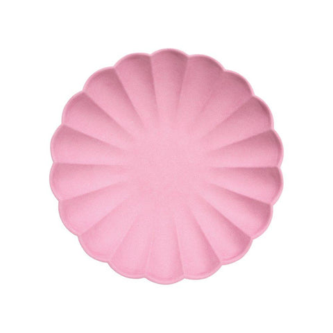 Meri Meri Deep Pink Simply Eco Plates with Scalloped edges, perfect for any occasion. At A Little Confetti.