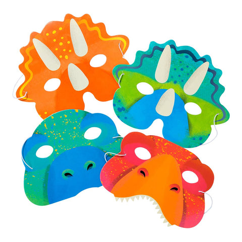 Dinosaur party mask in different designs and colours. At A Little Confetti
