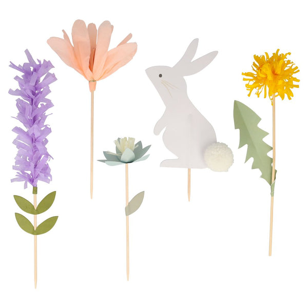 Bunny and flower cupcake toppers for easter. sold at ALittleConfetti, By Meri Meri