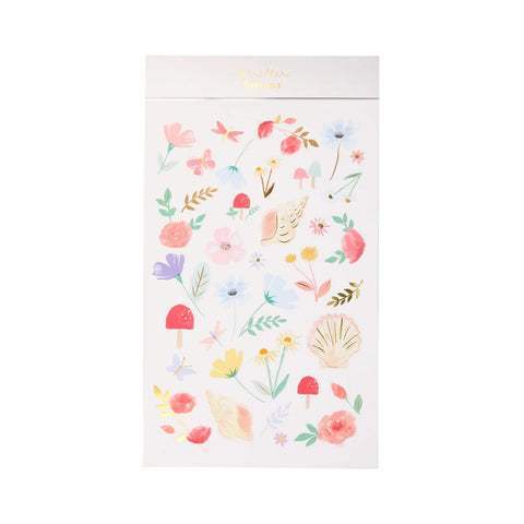 Floral tattoo sheets with many different flowers sold at ALittleConfetti, by Meri Meri