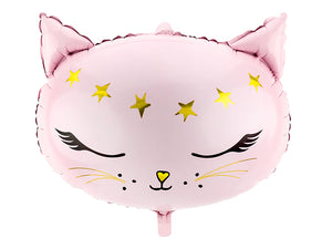 Pink boho kitty cat foil balloon at A Little Confetti