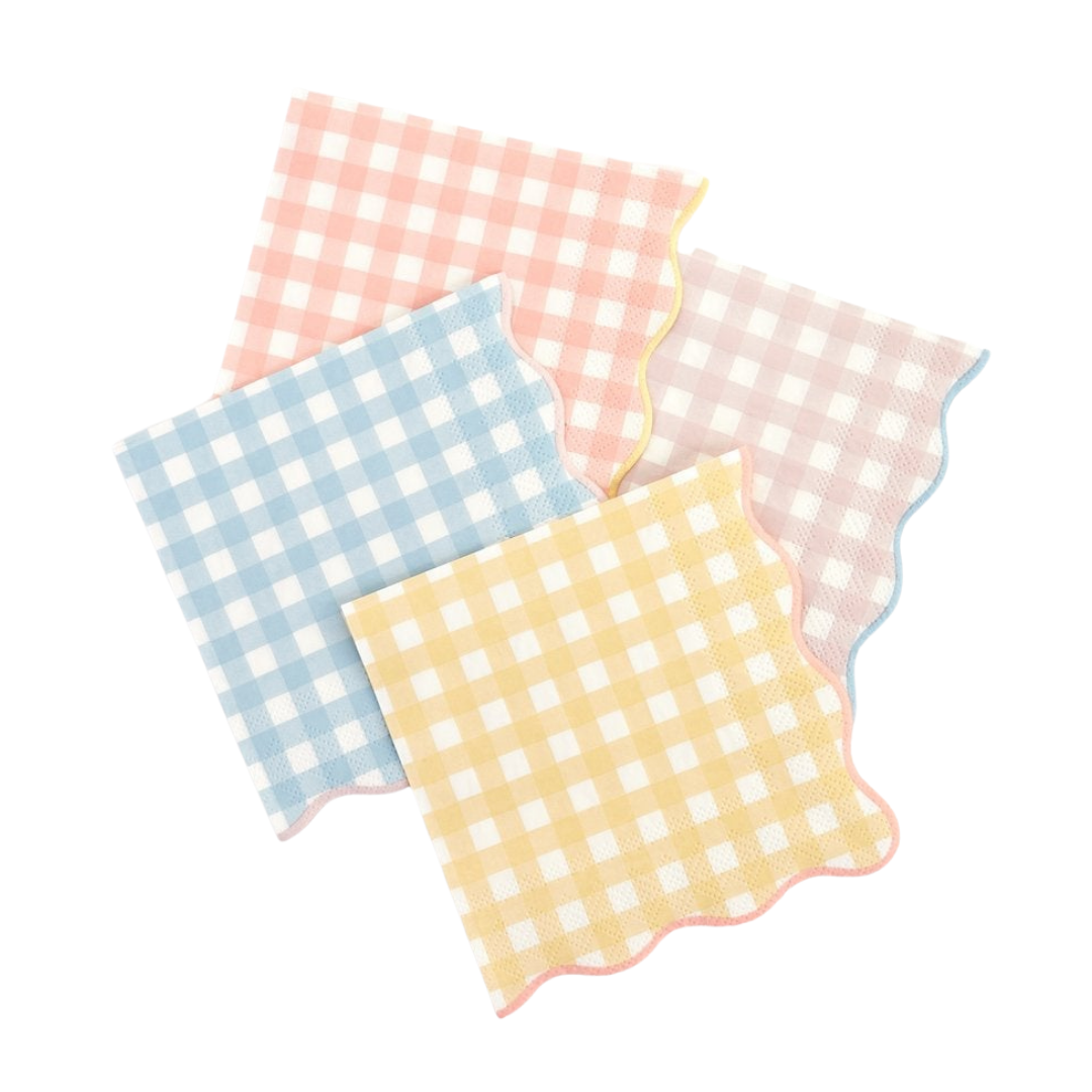 Gingham large napkins that are pastel with pretty checkered, Sold at ALittleConfetti. By Meri Meri