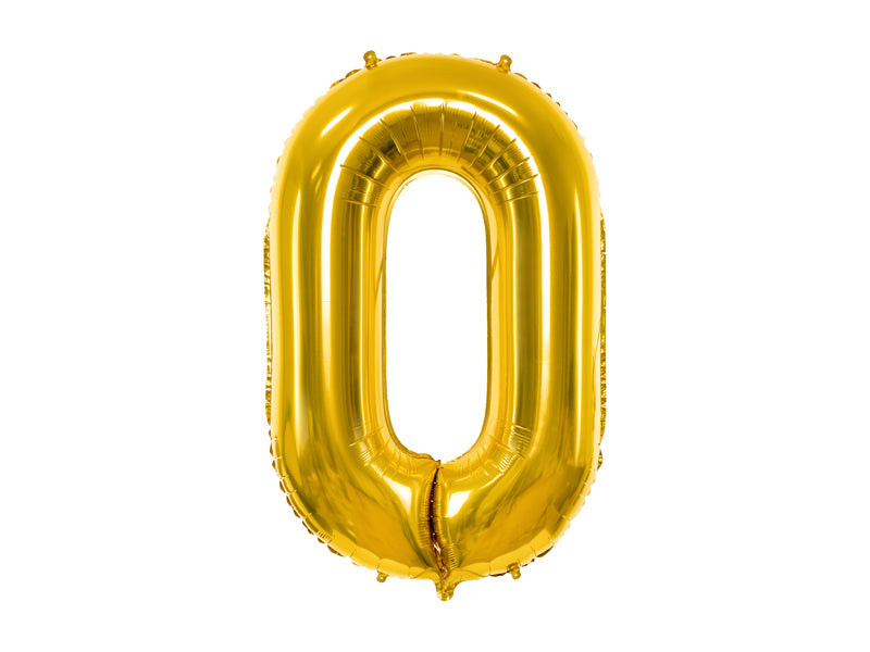 34 inch jumbo gold number 0 foil balloon available at A Little Confetti