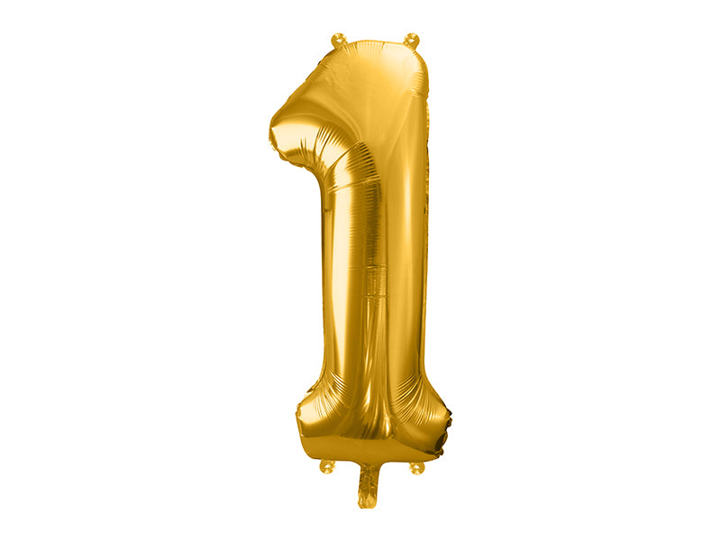 34 inch jumbo gold number 1 foil balloon available at A Little Confetti