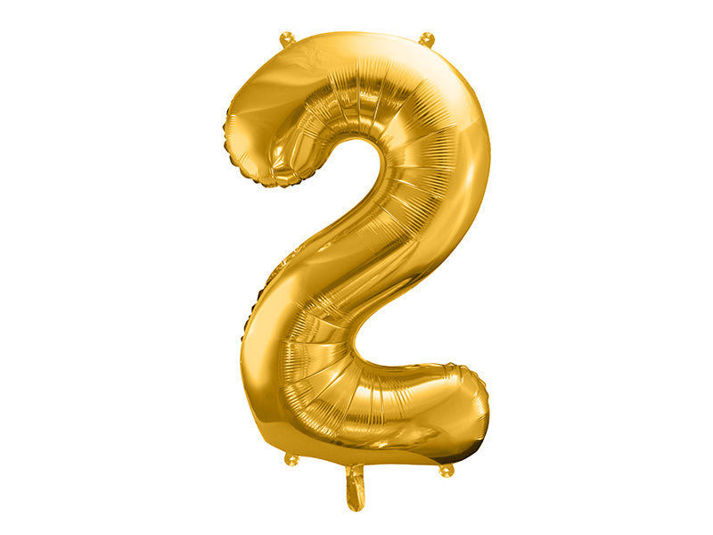 34 inch jumbo gold number 2 foil balloon available at A Little Confetti