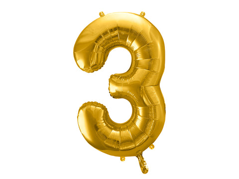 34 inch jumbo gold number 3 foil balloon available at A Little Confetti