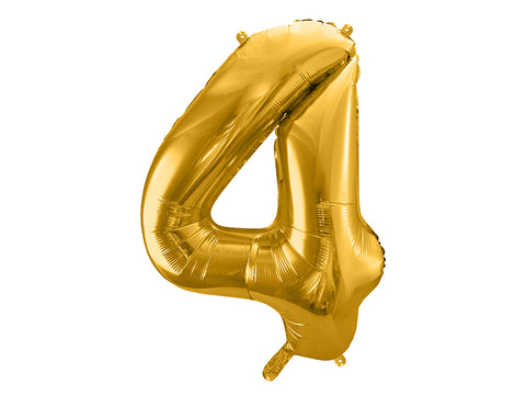 34 inch jumbo gold number 4 foil balloon available at A Little Confetti