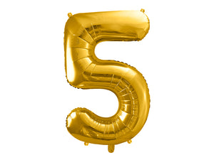 34 inch jumbo gold number 5 foil balloon available at A Little Confetti