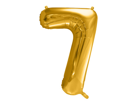 34 inch jumbo gold number 7 foil balloon available at A Little Confetti