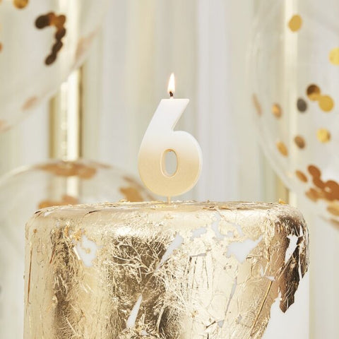 Number 6 Gold Ombre Birthday Candle - A Little Confetti