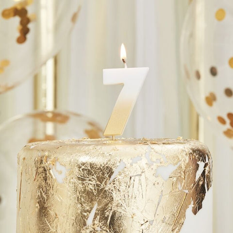 Number 7 Gold Ombre Birthday Candle - A Little Confetti