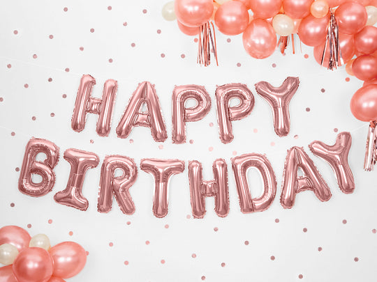Rose Gold Happy Birthday Foil Balloon - A Little Confetti