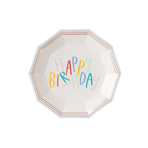 Our party plates with colorful writing on them and holographic boarder sold at ALittleConfetti, by My Minds Eye. 