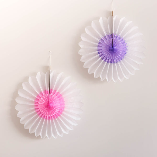 Lilac & Pink Center Daisy Paper Party Fan (Choose your color)