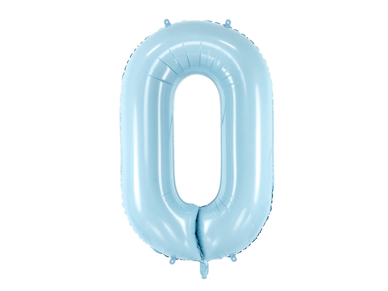 34 inch jumbo light blue number 0 foil balloon available at A Little Confetti