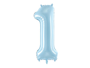 34 inch jumbo light blue number 1 foil balloon available at A Little Confetti