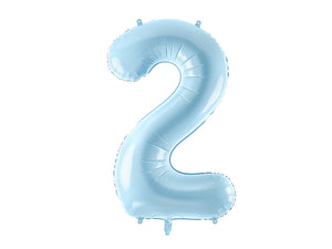 34 inch jumbo light blue number 2 foil balloon available at A Little Confetti