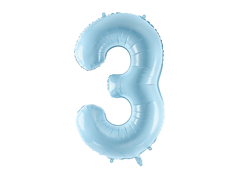 34 inch jumbo light blue number 3 foil balloon available at A Little Confetti