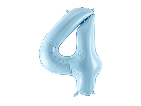 34 inch jumbo light blue number 4 foil balloon available at A Little Confetti