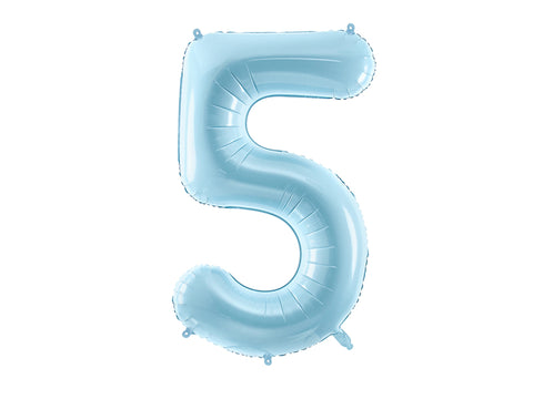 34 inch jumbo light blue number 5 foil balloon available at A Little Confetti