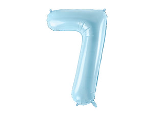 34 inch jumbo light blue number 7 foil balloon available at A Little Confetti