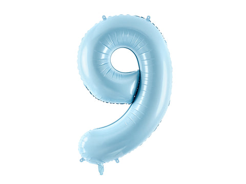 34 inch jumbo light blue number 9 foil balloon available at A Little Confetti