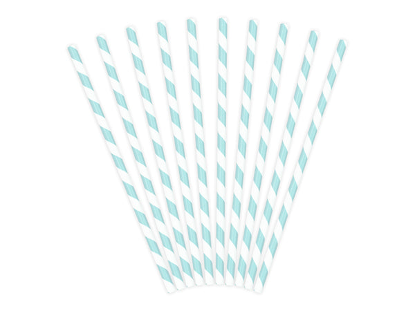 Blue and White striped paper straws available at A Little Confetti