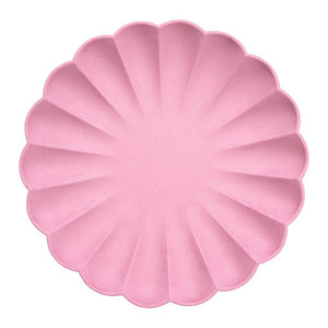 Meri Meri Deep Pink Simply Eco Plates with Scalloped edges, perfect for any occasion. At A Little Confetti.
