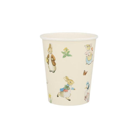 Meri Meri Peter Rabbit and Friends Cups with Peter Rabbit Characters and flowers and butterflies. Available at A Little Confetti. 
