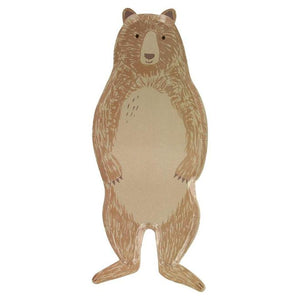 Brown Bear Large Plates, feature a standing bear and are perfect for that camping or woodland party. By Meri Meri, available at A Little Confetti