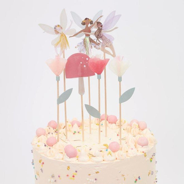 MeriMeriFairyCakeToppersALittleConfetti.jpg  660 × 660px  Meri Meri Fairy Cake Toppers with fairy, toadstool and flower cake toppers. Pair with other items of the Fairy collection. Available at A Little Confetti