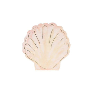 Meri Meri beige and pink  Watercolour Clam Shell Napkins with gold embellishments available at A Little Confetti 