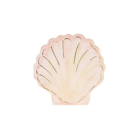 Meri Meri beige and pink  Watercolour Clam Shell Napkins with gold embellishments available at A Little Confetti 