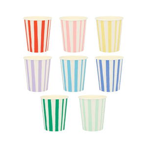 Mixed stripe cups in many colours sold at ALittleConfetti, By Meri Meri
