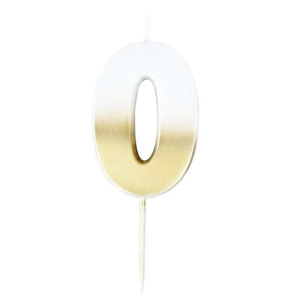Number 0 Gold Ombre Birthday Candle - A Little Confetti