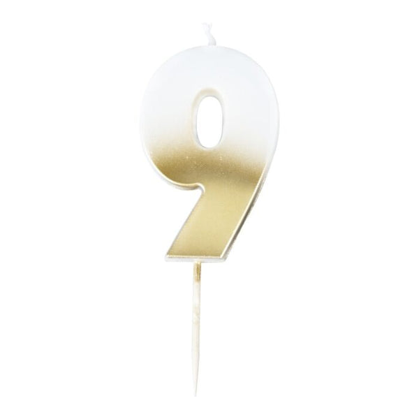 Number 9 Gold Ombre Birthday Candle - A Little Confetti