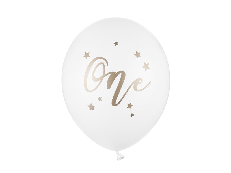 One Pastel Pure White and Gold Colour Balloons available at A Little Confetti
