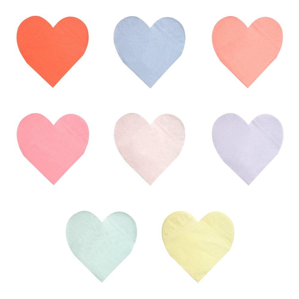 Rainbow set of heart napkins by Meri Meri, available at A Little Confetti