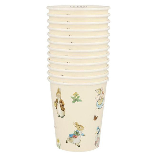 Meri Meri Peter Rabbit and Friends Cups with Peter Rabbit Characters and flowers and butterflies. Available at A Little Confetti.