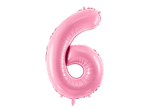 34 inch jumbo pink number 6 foil balloon available at A Little Confetti