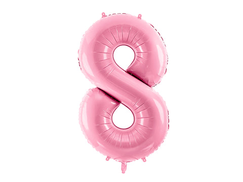 34 inch jumbo pink number 8 foil balloon available at A Little Confetti