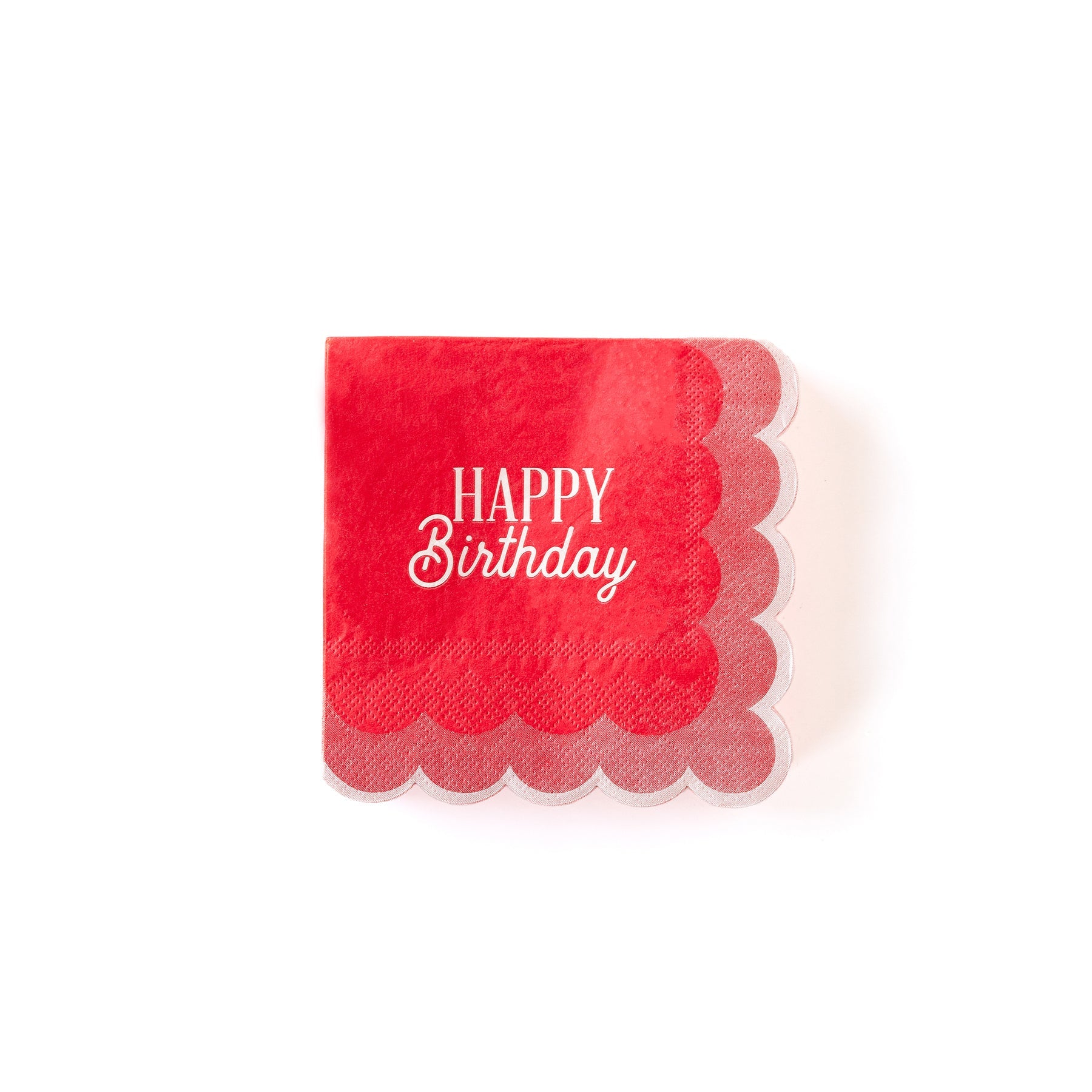 Pink happy birthday scalloped napkins, sold at ALittleConfetti. By MyMindsEye