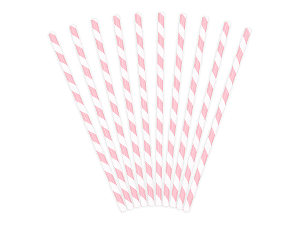 Light pink striped paper straws available at A Little Confetti