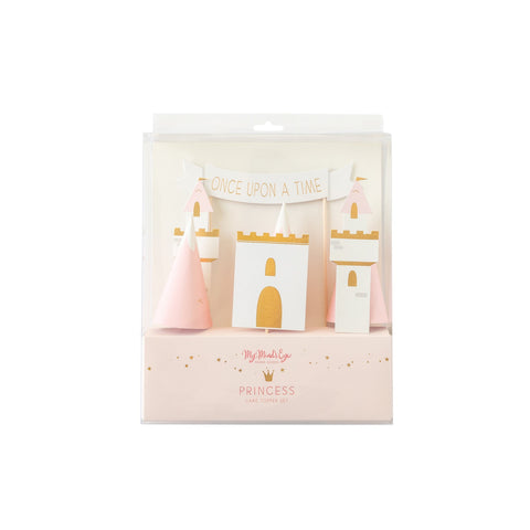 Castle and banner cake topper set in white pink and white sold at ALittleConfetti, by My Minds Eye