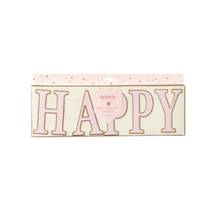 Pink princess happy birthday banner sold at ALittleConfetti, by My Minds Eye