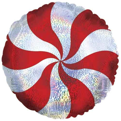 Red & Holographic Peppermint Swirl Candy balloon